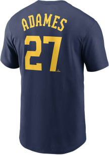 Willy Adames Milwaukee Brewers Navy Blue Home Short Sleeve Player T Shirt