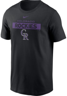 Nike Colorado Rockies Black Logo Short Sleeve T Shirt