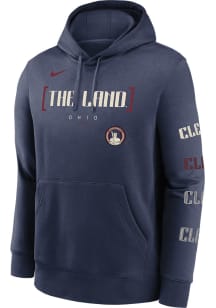 Nike Cleveland Guardians Mens Navy Blue City Connect Long Sleeve Hoodie