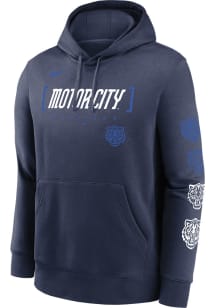 Nike Detroit Tigers Mens Navy Blue City Connect Long Sleeve Hoodie