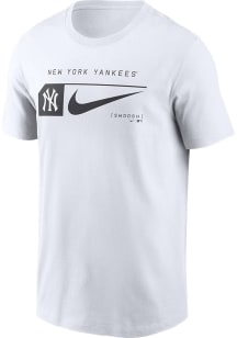 Nike New York Yankees White Team Swoosh Lockup Short Sleeve T Shirt