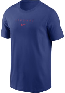 Nike Texas Rangers Blue Large Logo Back Stack Short Sleeve T Shirt