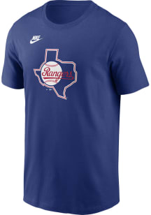 Nike Texas Rangers Blue Cooperstown Team Logo Short Sleeve T Shirt