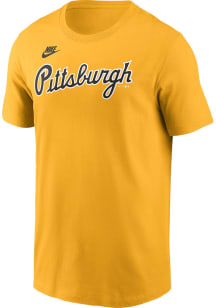 Nike Pittsburgh Pirates Gold Cooperstown Team Wordmark Short Sleeve T Shirt