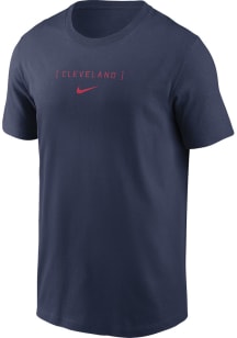 Nike Cleveland Guardians Navy Blue Large Logo Back Stack Short Sleeve T Shirt