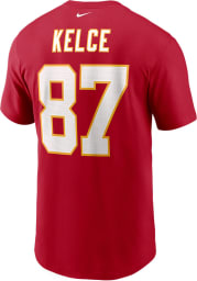 Travis Kelce Kansas City Chiefs Red Name Number Short Sleeve Player T Shirt