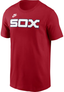 Nike Chicago White Sox Red Cooperstown Team Wordmark Short Sleeve T Shirt