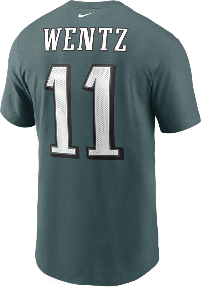 Carson Wentz Philadelphia Eagles Midnight Green Name And Number Short Sleeve Player T Shirt