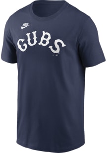 Nike Chicago Cubs Navy Blue Cooperstown Team Wordmark Short Sleeve T Shirt