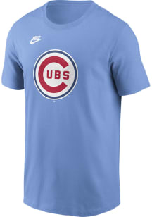 Nike Chicago Cubs Light Blue Cooperstown Team Logo Short Sleeve T Shirt