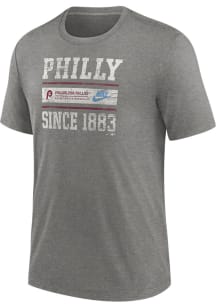 Nike Philadelphia Phillies Grey Cooperstown Local Stack Short Sleeve Fashion T Shirt
