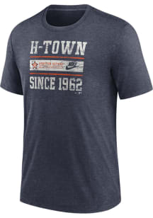 Nike Houston Astros Navy Blue Cooperstown Local Stack Short Sleeve Fashion T Shirt