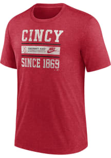 Nike Cincinnati Reds Red Cooperstown Local Stack Short Sleeve Fashion T Shirt