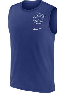 Nike Chicago Cubs Mens Blue Large Muscle Logo Short Sleeve Tank Top