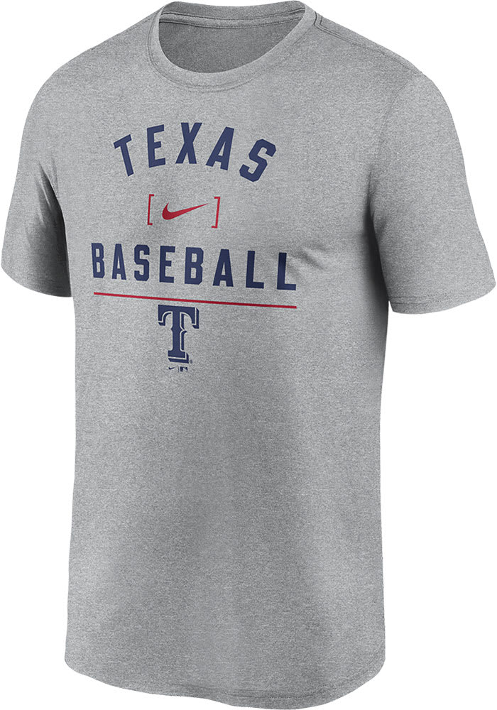 Nike Texas Rangers GREY Arch Baseball Stack Short Sleeve T Shirt
