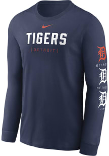 Nike Detroit Tigers Navy Blue Sleeve Repeater Long Sleeve T Shirt