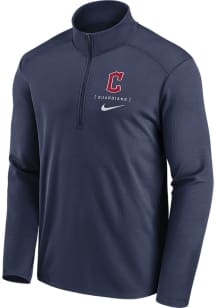 Nike Cleveland Guardians Mens Navy Blue Franchise Logo Pacer Long Sleeve 1/4 Zip Pullover