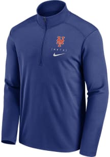 Nike New York Mets Mens Blue Franchise Logo Pacer Long Sleeve Qtr Zip Pullover