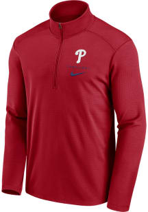 Nike Philadelphia Phillies Mens Red Franchise Logo Pacer Long Sleeve 1/4 Zip Pullover