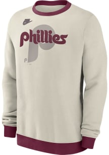 Nike Philadelphia Phillies Mens Ivory Cooperstown Long Sleeve Crew Sweatshirt