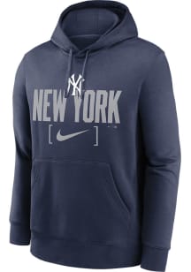 Nike New York Yankees Mens Navy Blue Club Stack Long Sleeve Hoodie