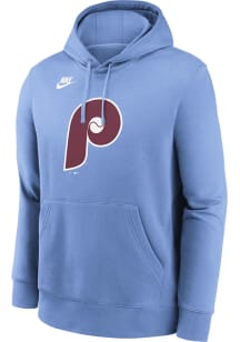 Nike Philadelphia Phillies Mens Light Blue Cooperstown Team Logo Long Sleeve Hoodie
