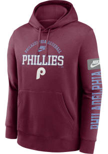 Nike Philadelphia Phillies Mens Maroon Splitter Club Fleece Long Sleeve Hoodie