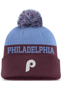 Nike Philadelphia Phillies Maroon Cooperstown Rewind 2T Cuff Pom Mens Knit Hat