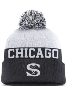 Nike Chicago White Sox Black Cooperstown Rewind 2T Cuff Pom Mens Knit Hat