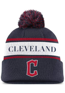 Nike Cleveland Guardians Navy Blue Evergreen Crown Name Cuff Pom Mens Knit Hat