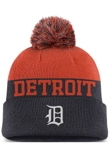 Nike Detroit Tigers Navy Blue Cooperstown Rewind 2T Cuff Pom Mens Knit Hat