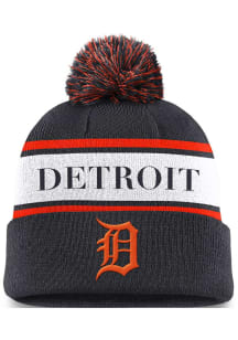 Nike Detroit Tigers Navy Blue Evergreen Crown Name Cuff Pom Mens Knit Hat