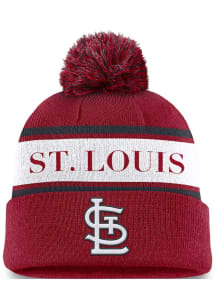 Nike St Louis Cardinals Red Evergreen Crown Name Cuff Pom Mens Knit Hat