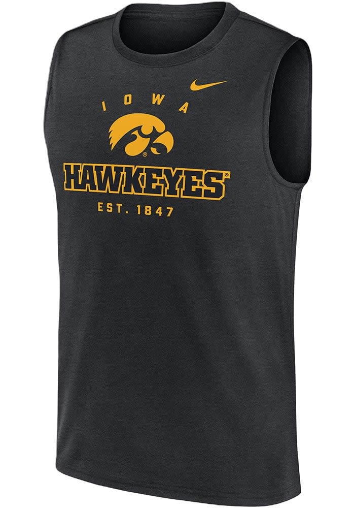 Nike Iowa Hawkeyes Mens Short Sleeve Dri-Fit Legend Tank Top - BLACK