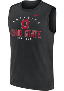 Mens Ohio State Buckeyes Black Nike Dri-Fit Legend Short Sleeve Tank Top