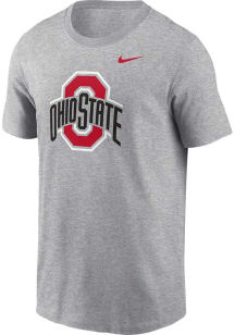 Ohio State Buckeyes Grey Nike Primary Logo Short Sleeve T Shirt