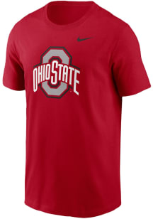 Ohio State Buckeyes Red Nike Primary Logo Design Short Sleeve T Shirt