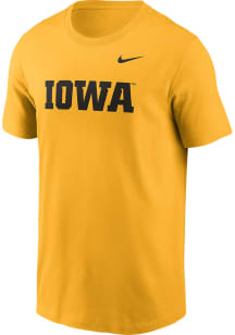 Iowa Hawkeyes Gold Nike Wordmark Classic Short Sleeve T Shirt