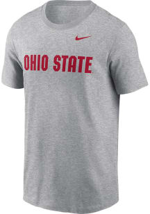 Nike Ohio State Buckeyes Grey Wordmark Short Sleeve T Shirt