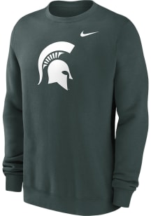 Mens Michigan State Spartans Green Nike Primary Logo Crew Sweatshirt
