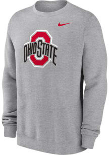 Nike Ohio State Buckeyes Mens Grey Primary Logo Long Sleeve Crew Sweatshirt