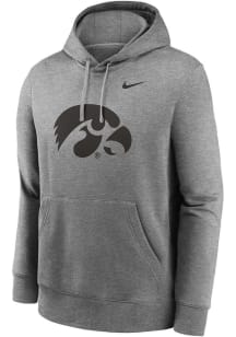 Mens Iowa Hawkeyes Grey Nike Club Fleece Hooded Sweatshirt