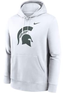 Nike Michigan State Spartans Mens White Club Fleece Design Long Sleeve Hoodie