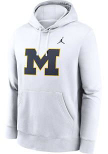 Mens Michigan Wolverines White Nike Club Fleece Hooded Sweatshirt