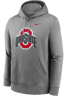 Mens Ohio State Buckeyes Grey Nike Club Fleece Hooded Sweatshirt