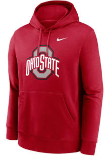 Mens Ohio State Buckeyes Red Nike Club Fleece Essential Hooded Sweatshirt