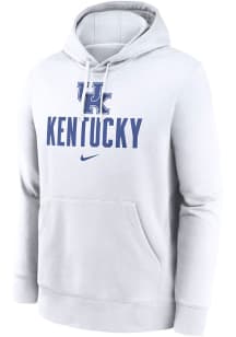 Nike Kentucky Wildcats Mens White Club Fleece Long Sleeve Hoodie
