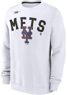 Nike New York Mets Mens White Classic Long Sleeve Crew Sweatshirt