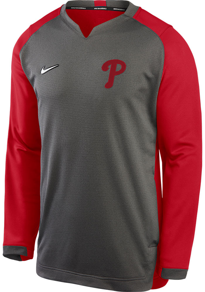 Nike Philadelphia Phillies Mens Grey Authentic Thermal Long Sleeve Sweatshirt