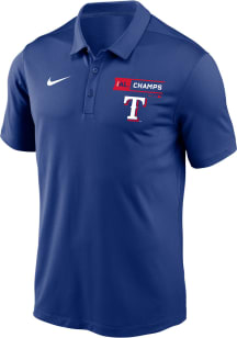 Nike Texas Rangers Mens Blue 2023 League Champions Short Sleeve Polo